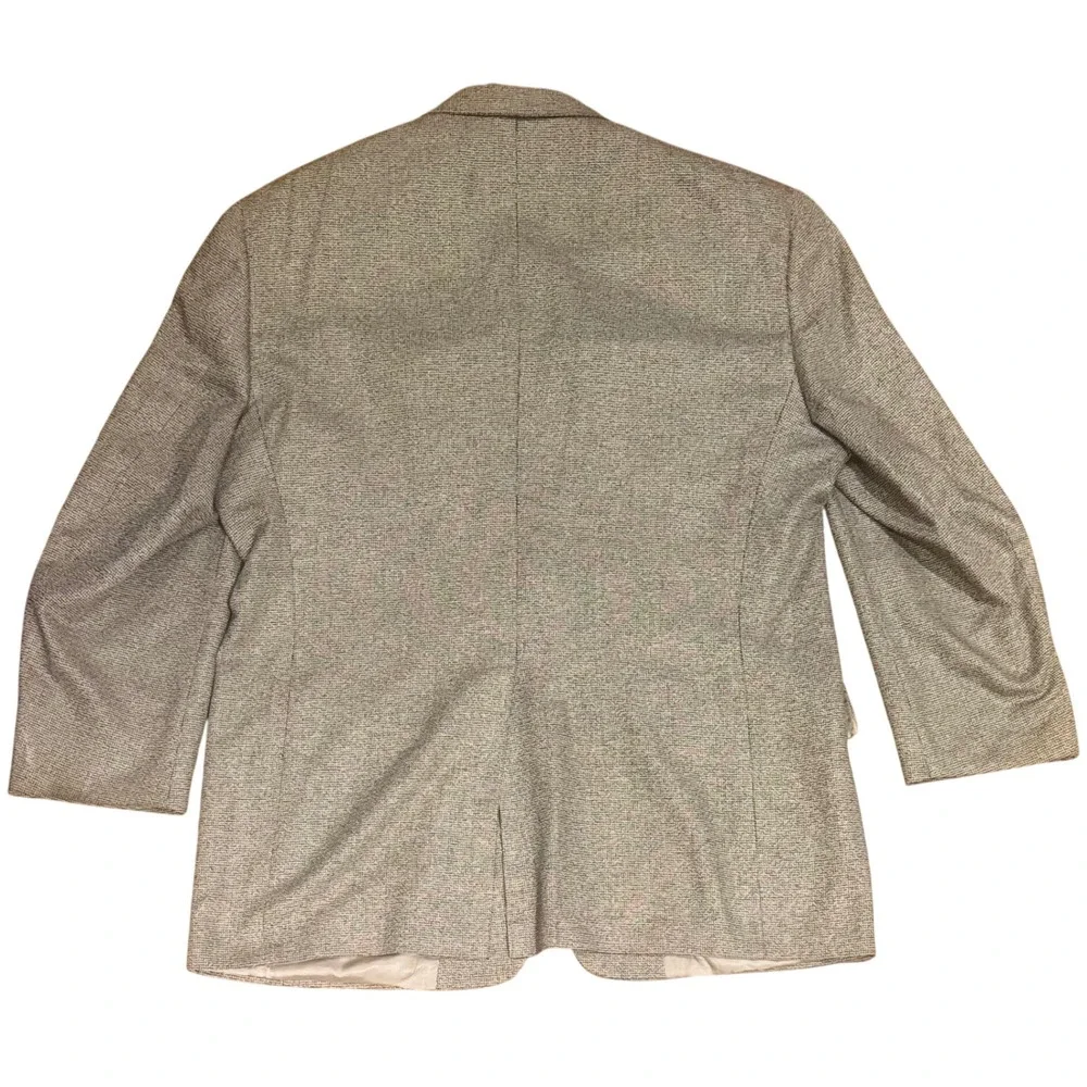 Vintage Hart Schaffner Marx Men's Wool/Silk Micro-Check Grey Tan Blazer 48R